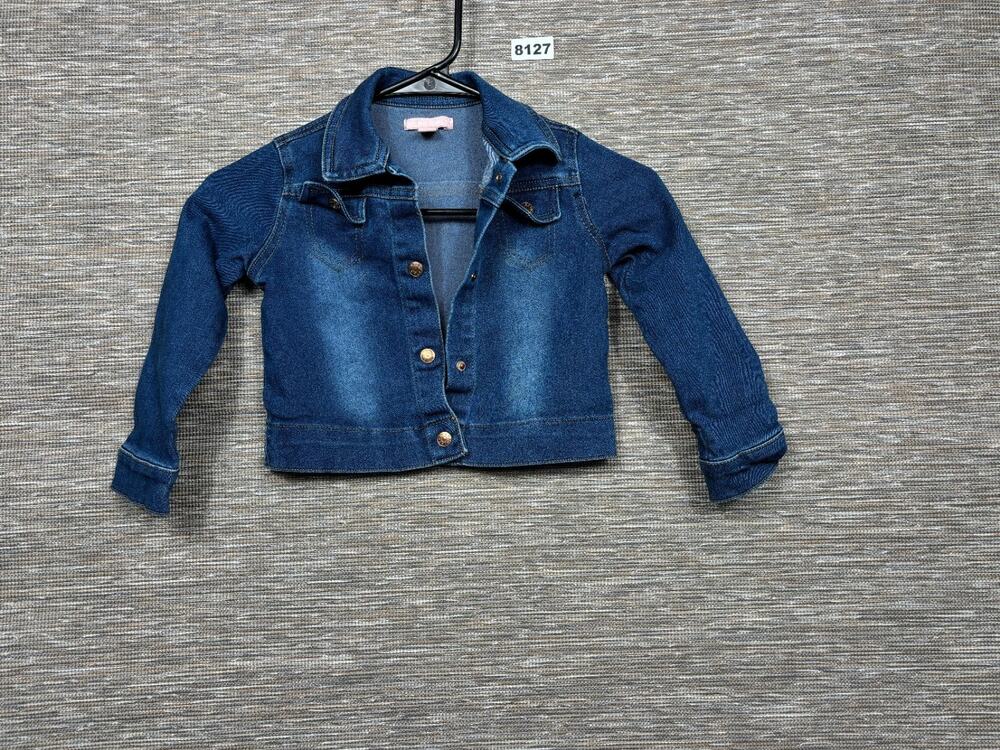 BCBG Girl Denim Jean Jacket Size 4T Blue Snap Button Long Sleeve
